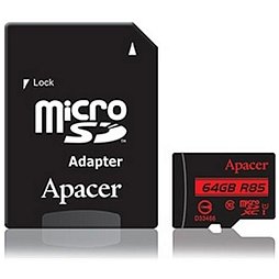 Карта пам'яті APACER 64G MicroSDHXCB UHS-I Class 10 + SD adapter (AP64GMCSX10U5-R)
