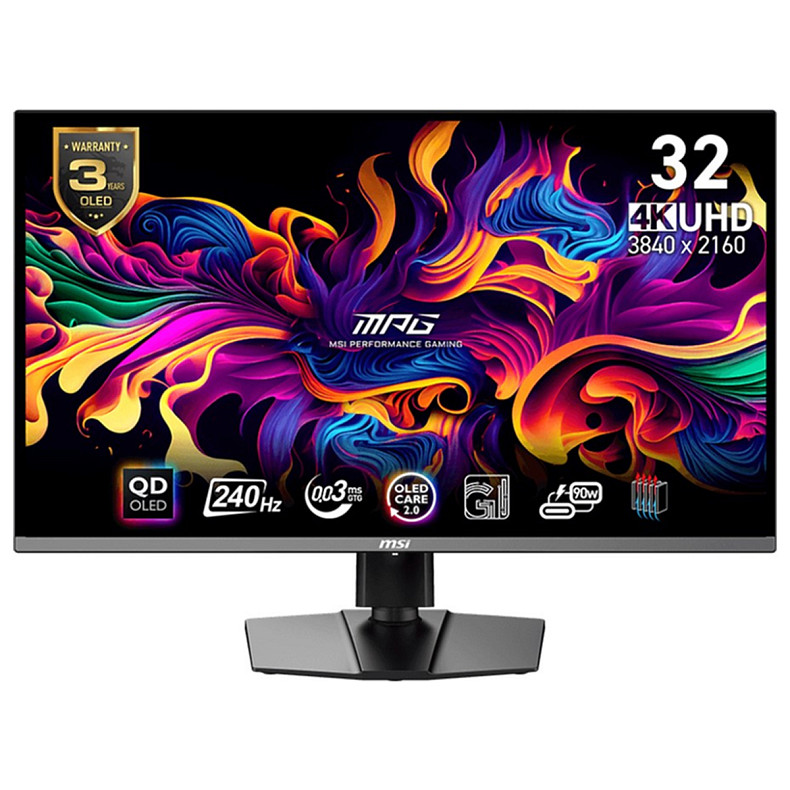 Монітор MSI QD-OLED 31.5 UHD (3840x2160) 0.03ms 240Hz 178/178 2*HDMI/DP/Type C/USB MPG 321URX QD-OLED