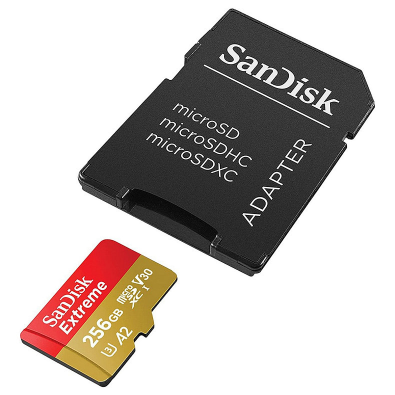 Карта памяти SanDisk 256 GB microSDXC UHS-I U3 V30 A2 Extreme (SDSQXAV-256G-GN6MA)