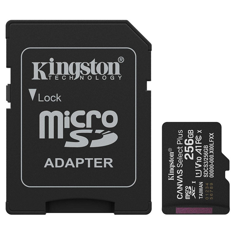 Карта пам'яті Kingston microSD 256GB C10 UHS-I A1 V10 R150MB/s + SD (SDCS3/256GB)
