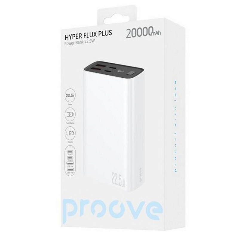Универсальная мобильная батарея Proove Hyper Flux Plus 22.5W 20000mAh White (PBF222120002)