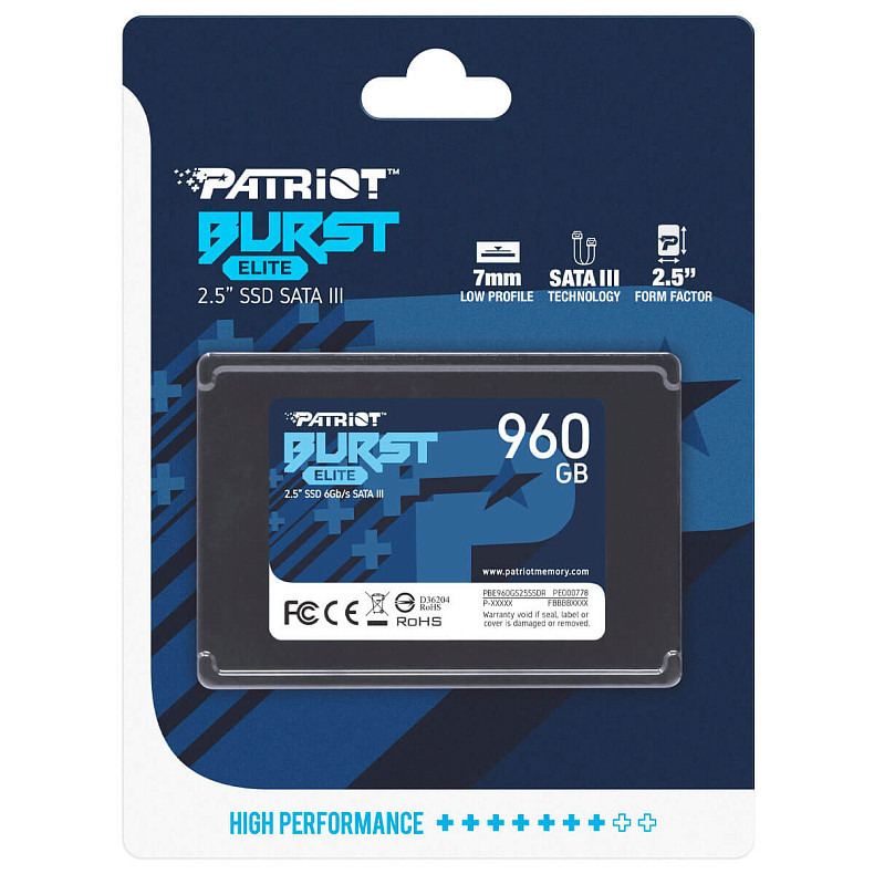 SSD диск Patriot Burst Elite 960GB 2.5" SATAIII TLC (PBE960GS25SSDR)