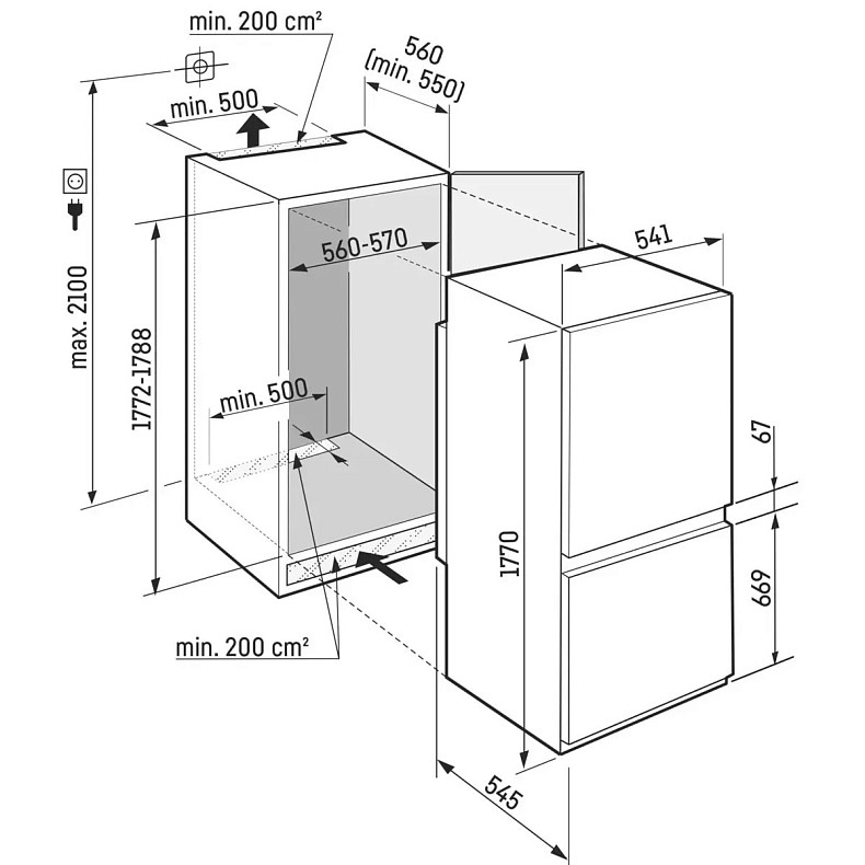 Встраиваемый двухкамерный холодильник Liebherr ICNSe 5103