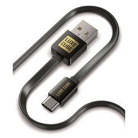 Кабель Luxe Cube Flat USB-USB Type C, 1м, черный (8886668688895)