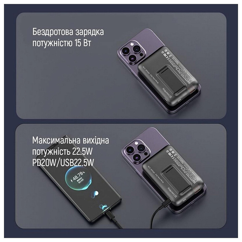 Универсальная мобильная батарея ColorWay 15W MagSafe 10000mAh Black (CW-PB100LPA3BK-WPDD)