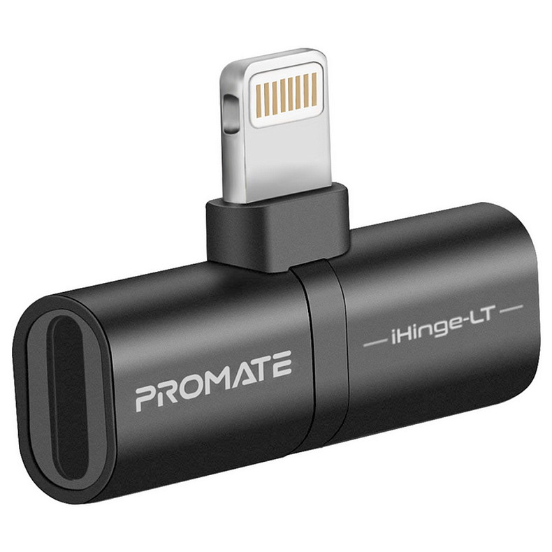 Адаптер Promate Lightning - 2хLightning (M/F) iHinge Black (ihinge-lt.black)