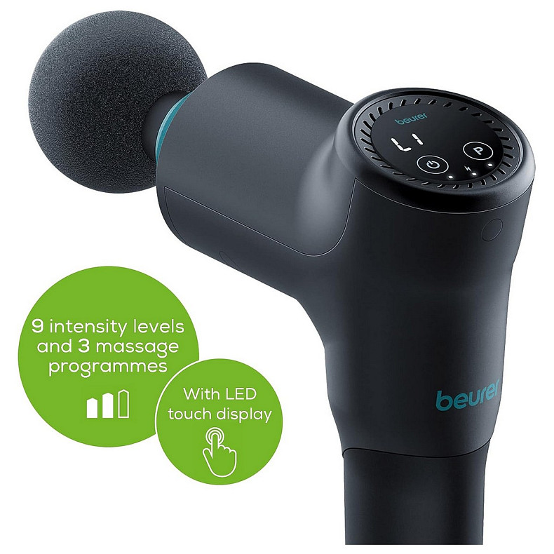 Масажер Beurer для тіла, літій- іонний акум., фасціальний, 5 насадок, чорний