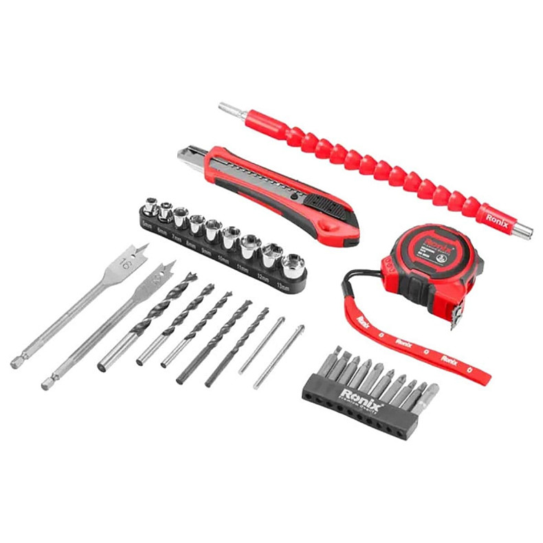 Шуруповерт Ronix аккумуляторный 12В, набор 35 предметов (RS-8013)