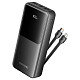 УМБ Vention 20000mAh 22.5W 3A PD, Micro-USB,USB-C,2xUSB-A,Built-in USB-C+Lightning Cables Black