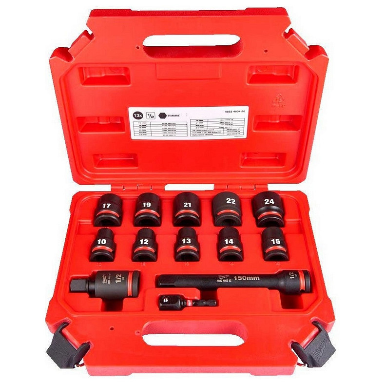 Набір торцевих головок Milwaukee, 1/2", 13шт, 10-24мм, кейс (4932480456)