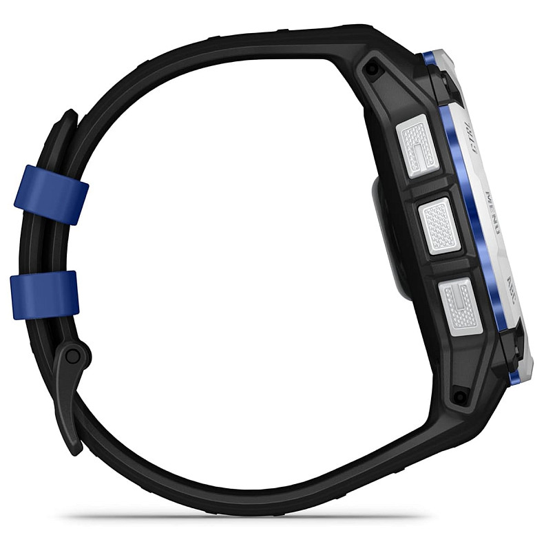Спортивний годинник Garmin Instinct 3 50mm Solar Whitestone with Black/Bolt Blue Silicone (010-02935-43)