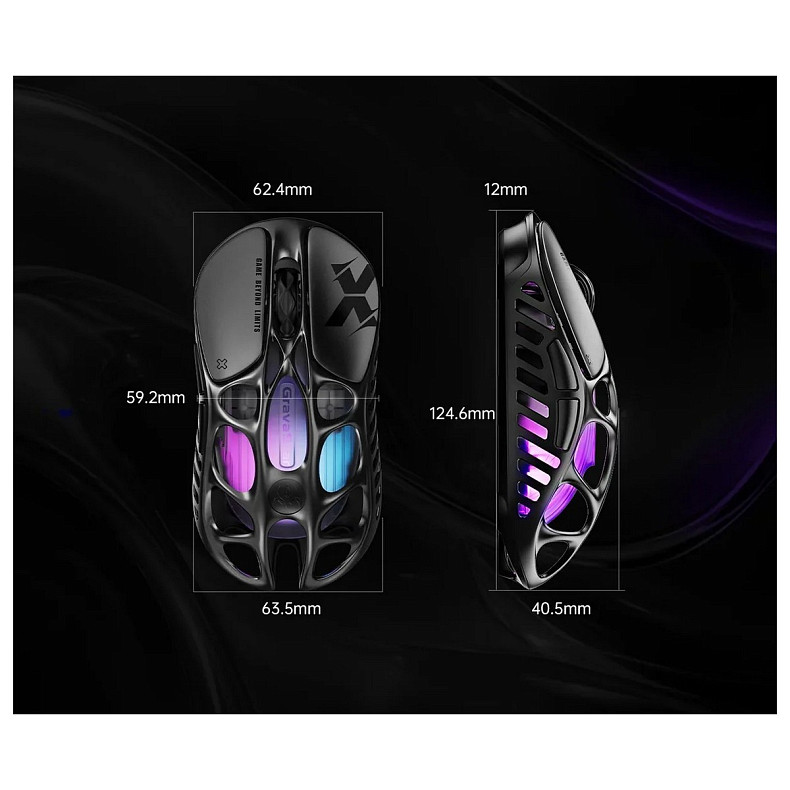Мышь GravaStar Mercury X, BT/WL/USB-A, RGB, черный