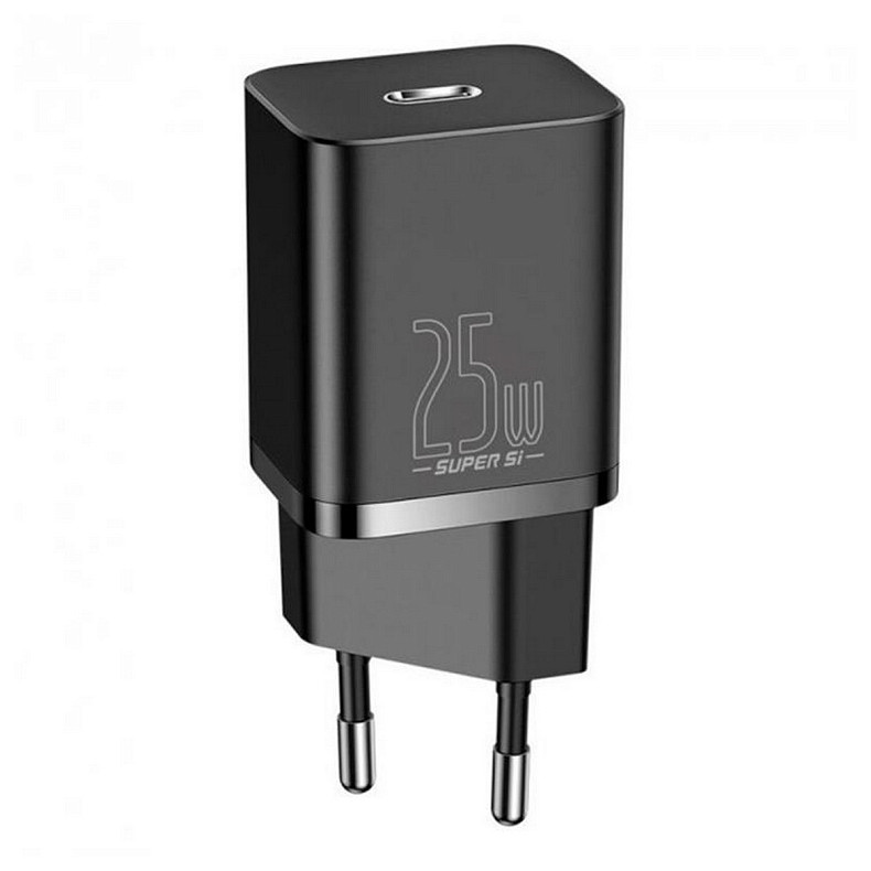 Зарядний пристрій Baseus Super Si Quick Charger 1C (1USB-C) 25W Black (TZCCSUP-L01) + кабе