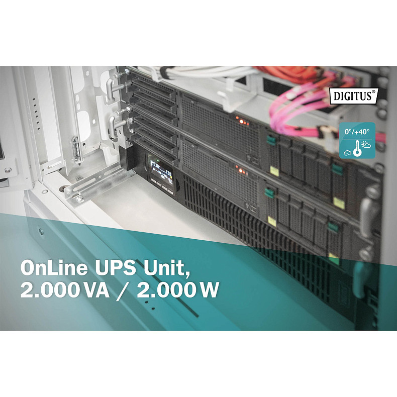 ИБП DIGITUS OnLine, 2000VA/2000W, LCD, 8xC13, RJ45, RS232, USB, Rack/Tower