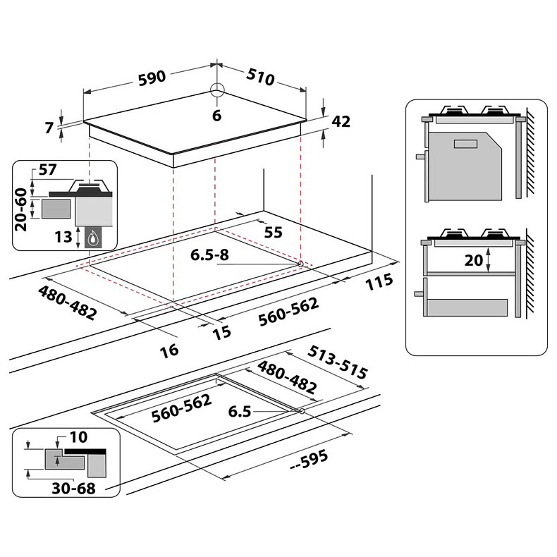 Газовая панель Whirlpool GOFL629/WH