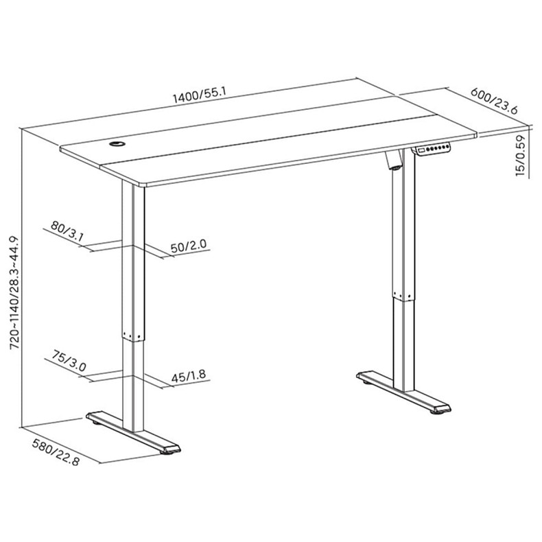 Комп’ютерний стіл з електрорегулюванням висоти OfficePro ODE670B