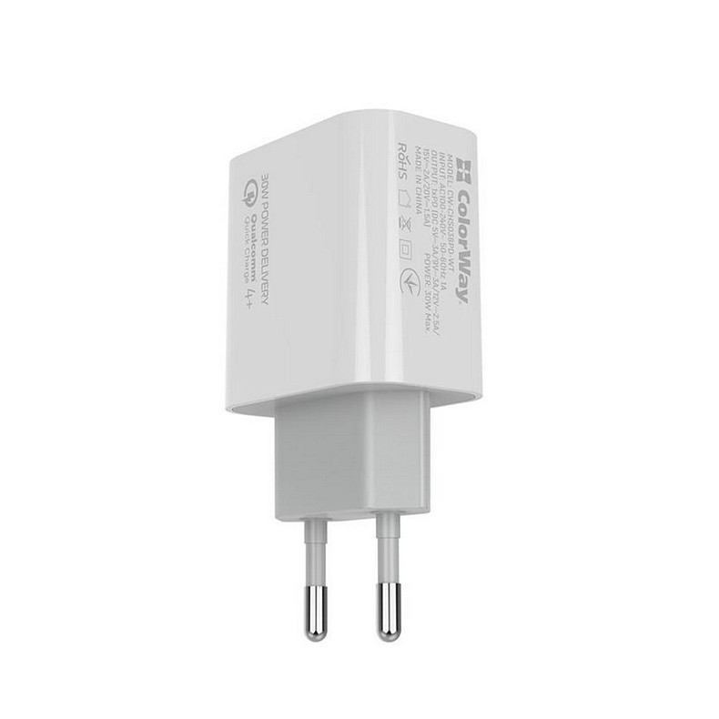 Сетевое зарядное устройство Colorway Power Delivery Port PPS USB Type-C (30W) White (CW-CHS038PD-WT)