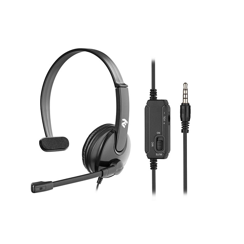 Гарнитура ПК моно On-ear 2E CH12 mini-jack, omni-mic, 1.2м, черный