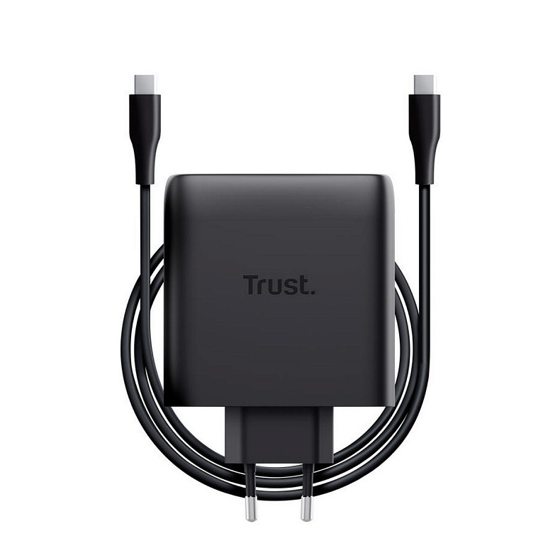 Зарядное устройство Trust Maxo 100Вт, GaN, 2xUSB-C, PD/PPS, черный