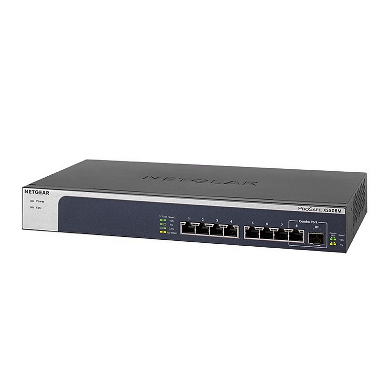 Комутатор NETGEAR XS508M 7x100M/1G/2.5G/5G/10G, 1x10G/1G SFP+ combo, некерований