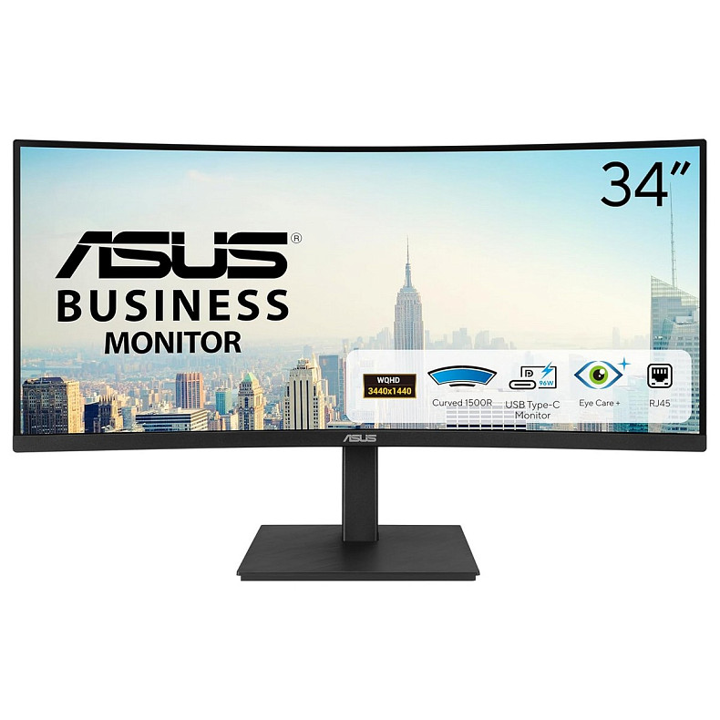 Монітор Asus 34" VA34VCPSR HDMI, DP, USB-C, 3xUSB, RJ-45, MM, VA, 3440x1440, 21:9, 100Hz, 4ms