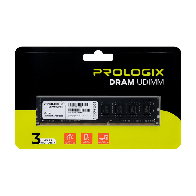 ОЗП DDR3 4GB/1600 Prologix (PRO4GB1600D3)