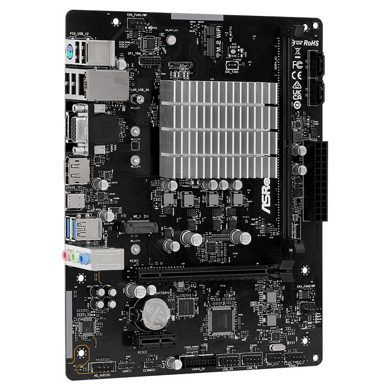 ASRock N100M (Quad-Core N100 3.4GHz, 1xDDR4 DIMM, VGA/HDMI/DP, 1*PCIe, 2xSATAIII, M.2, GLan, mATX)