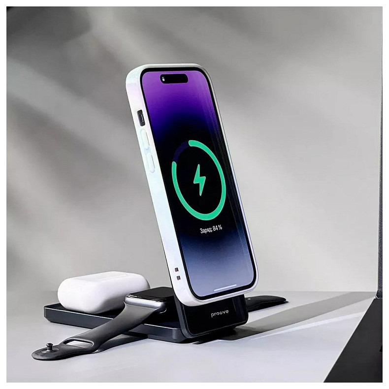 Беспроводное зарядное устройство Proove Metal Edge 3in1 15W Gray (WSME15010003)