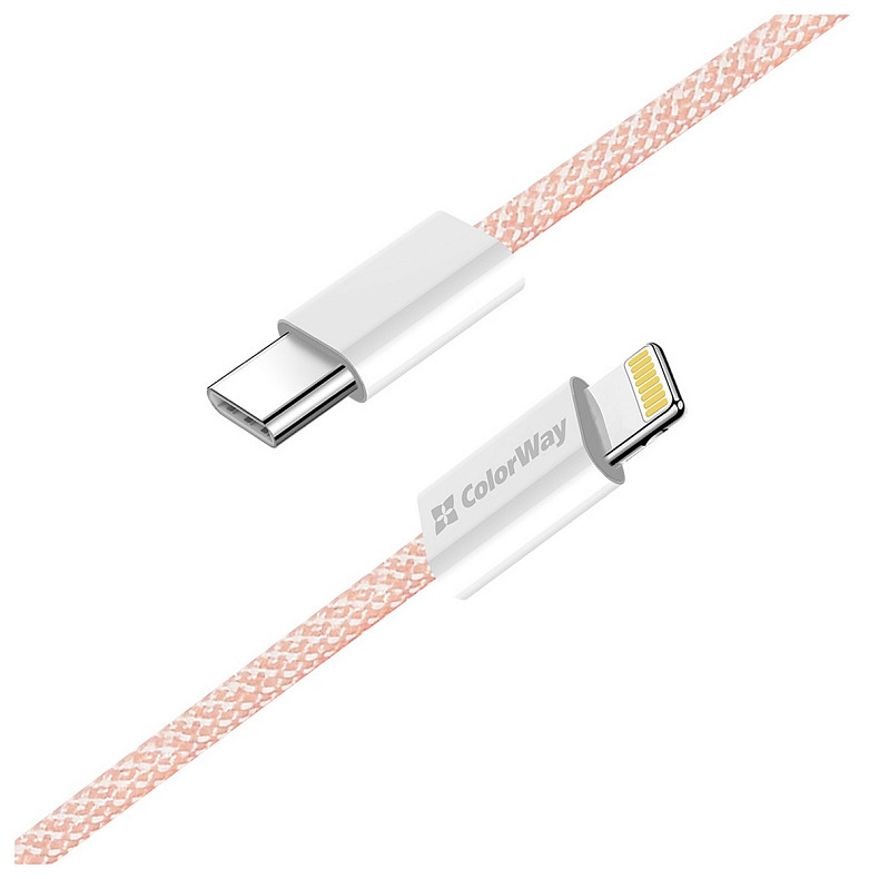 Кабель ColorWay Lightning + USB Type-C (M/M), 3.0 А, 1 м, Pink (CW-CBPDCL061-P)