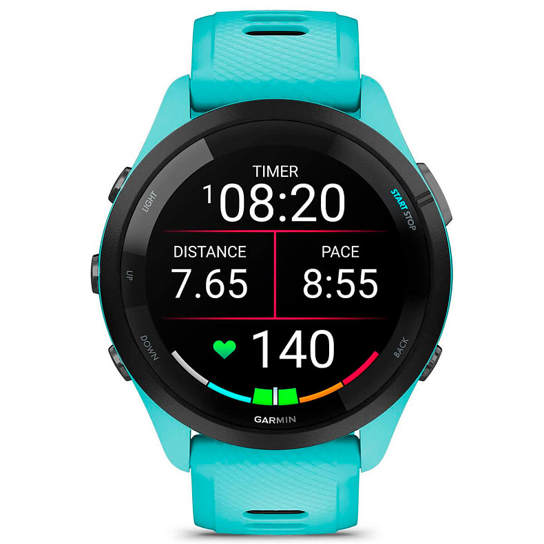 Спортивний годинник GARMIN Forerunner 265 Black Bezel with Aqua Case and Aqua/Black Silicone Band