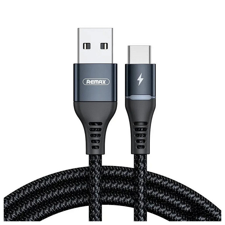 Кабель Remax RC-152a Colorful Light USB - USB Type-C, 2.4 A, 1 м, Black (6972174152080)