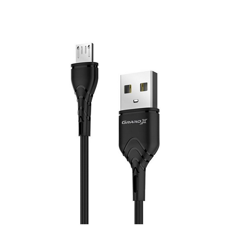 Кабель Grand-X USB-microUSB, Cu, 3A, 1м, Fast Сharge, Black (PM-03B)