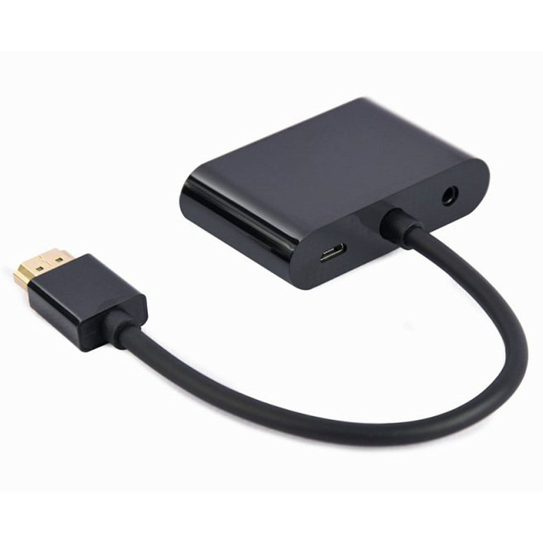 Адаптер-перехідник HDMI на HDMI/VGA+Аудио 3,5