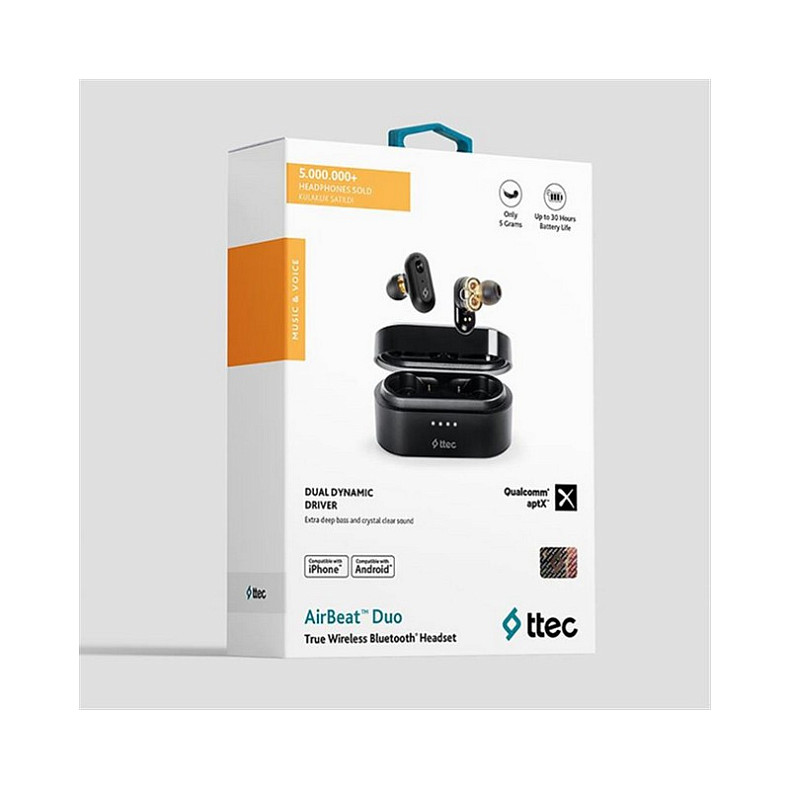 Bluetooth-гарнітура Ttec AirBeat Duo True Wireless Headsets Black (2KM127S)