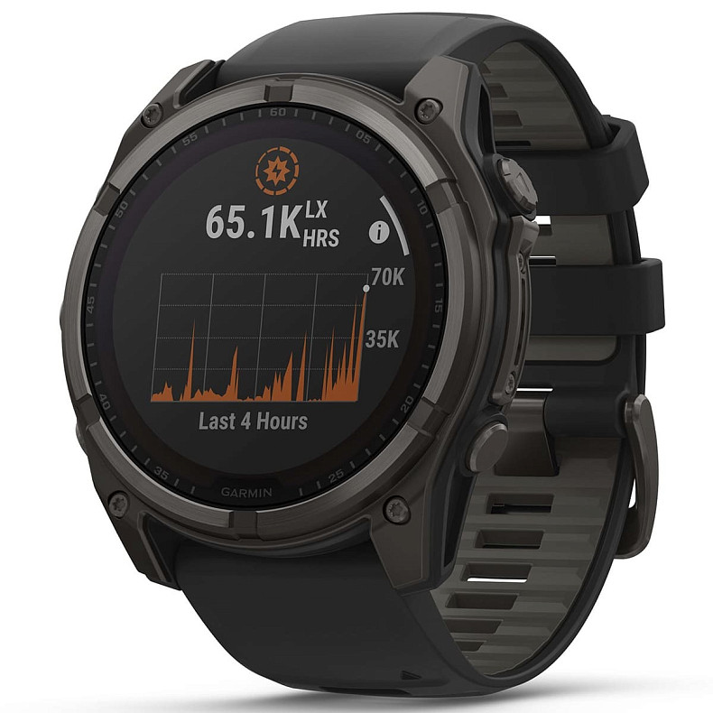 Спортивные часы GARMIN Fenix 8 51mm Sapphire Solar Carbon Gray DLC Titanium with Black Silicone Band