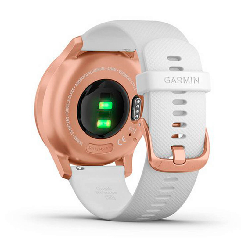 Спортивные часы GARMIN Vivomove Style Rose Gold Aluminum Case with White Silicone Band