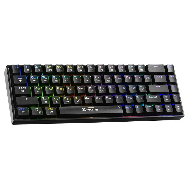 Клавіатура XTRIKE ME GK-995W UA,Bluetooth+2.4G+Type-C,68кл.2000мАг,RGB