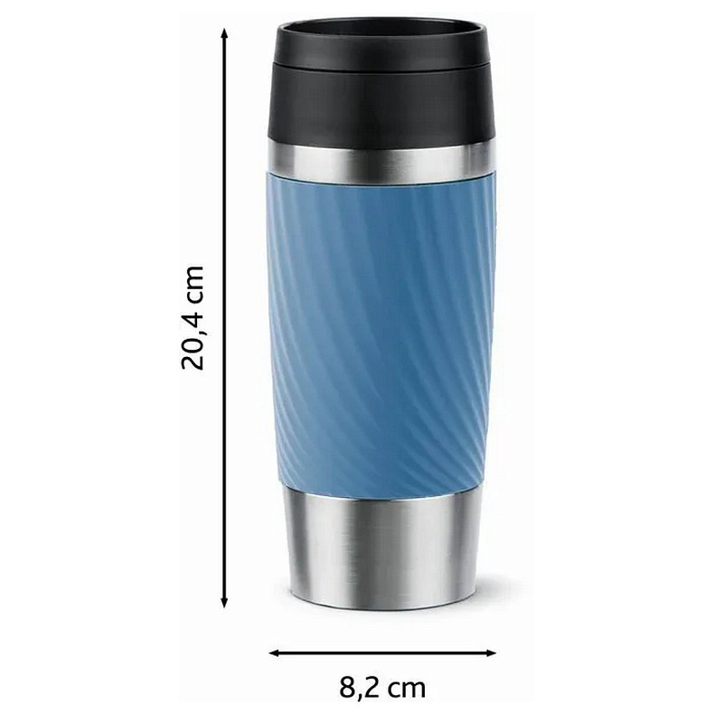 Термочашка Tefal Travel Mug Classic Twist, 360мл, нержавеющая сталь, голубой (N2024510)
