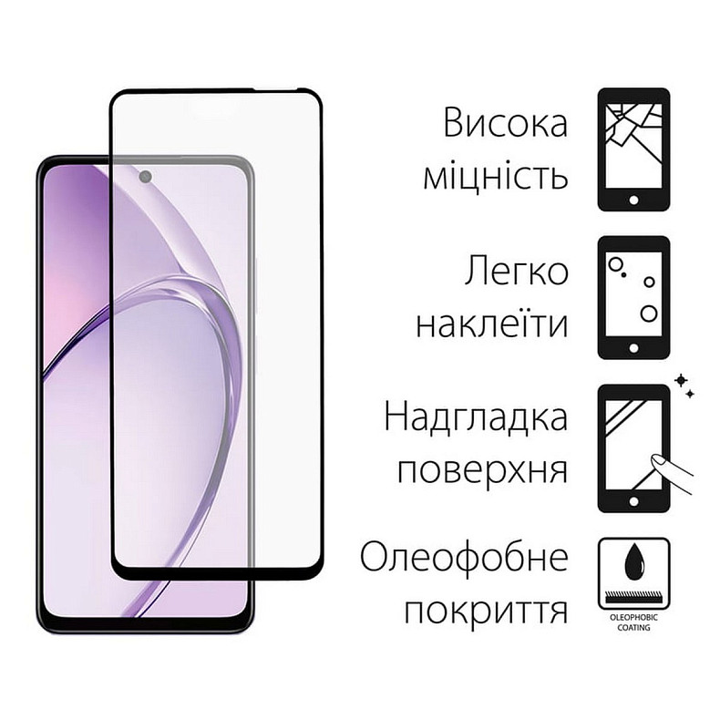 Защитное стекло Dengos для Oppo A3X Black Full Glue (TGFG-377)