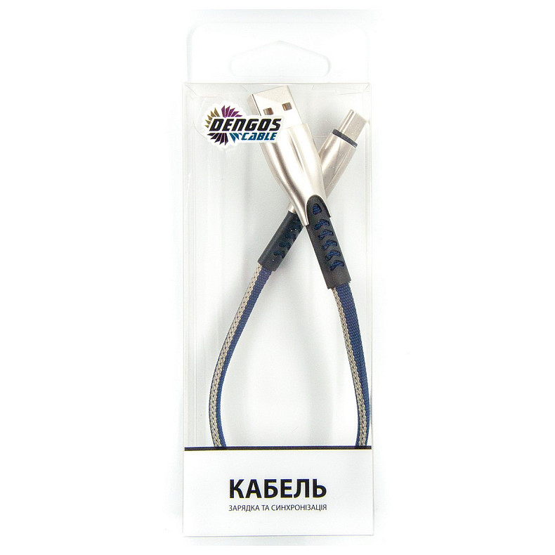 Кабель Dengos USB-USB Type-C 0.25м Blue (PLS-TC-SHRT-PLSK-BLUE)