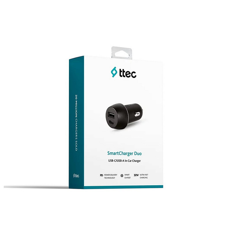 Автомобільний зарядний пристрій Ttec SmartCharger Duo USB-C/USB-A /30Вт Black (2CKS24S)