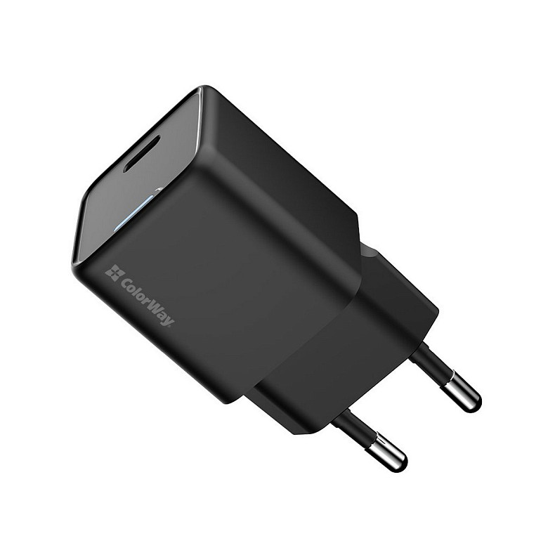 Сетевое зарядное устройство ColorWay GaN Mini 25W PD Port PPS USB-C Black (CW-CHS052PD-BK)