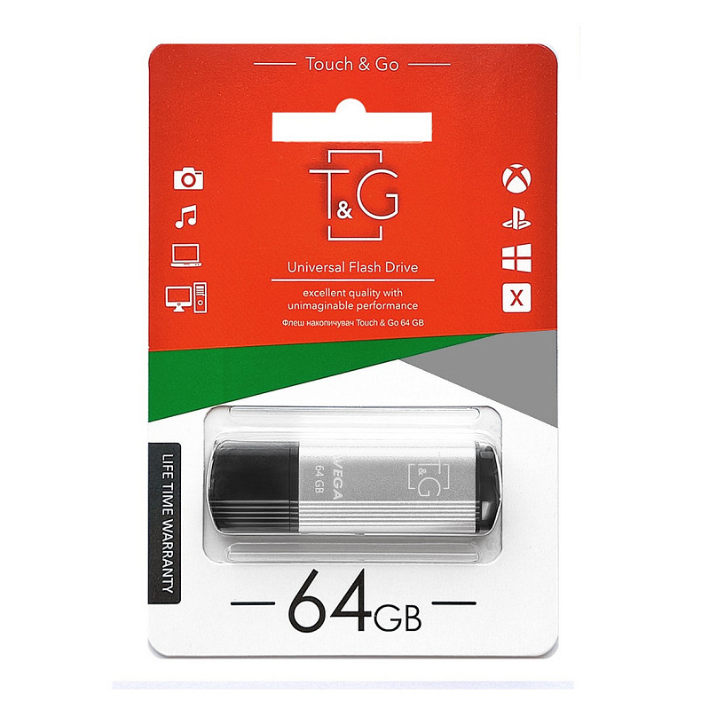 Флеш-накопитель USB 64GB T&G 121 Vega Series Silver (TG121-64GBSL)