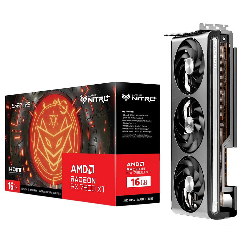 Відеокарта AMD Radeon RX 7800 XT Sapphire NITRO+ GAMING OC, 16GB GDDR6, 256 bit, PCI-Express 4.0 x16 (11330-01-20G)