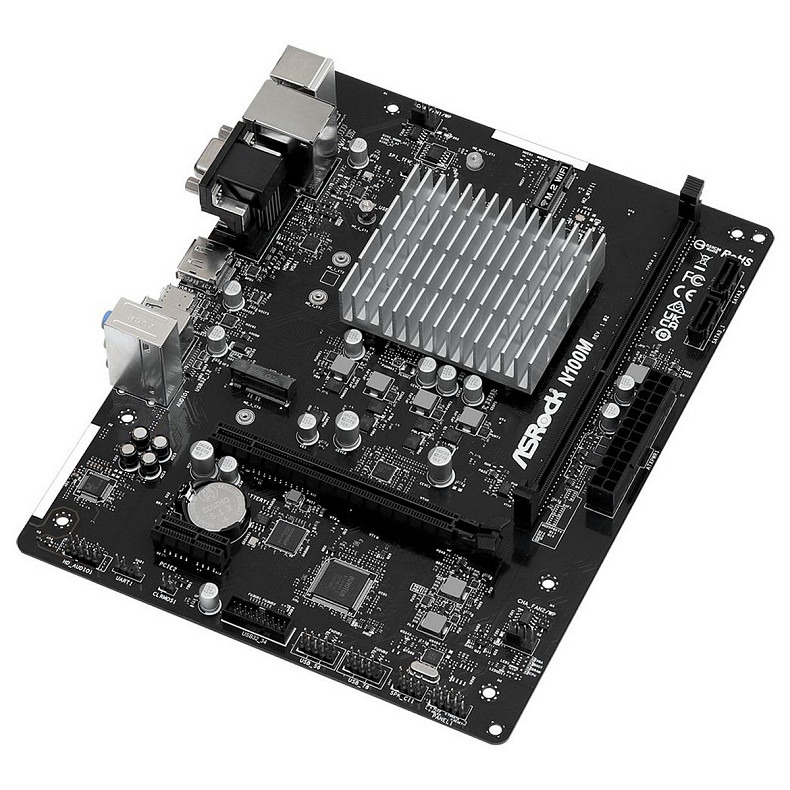 ASRock N100M (Quad-Core N100 3.4GHz, 1xDDR4 DIMM, VGA/HDMI/DP, 1*PCIe, 2xSATAIII, M.2, GLan, mATX)