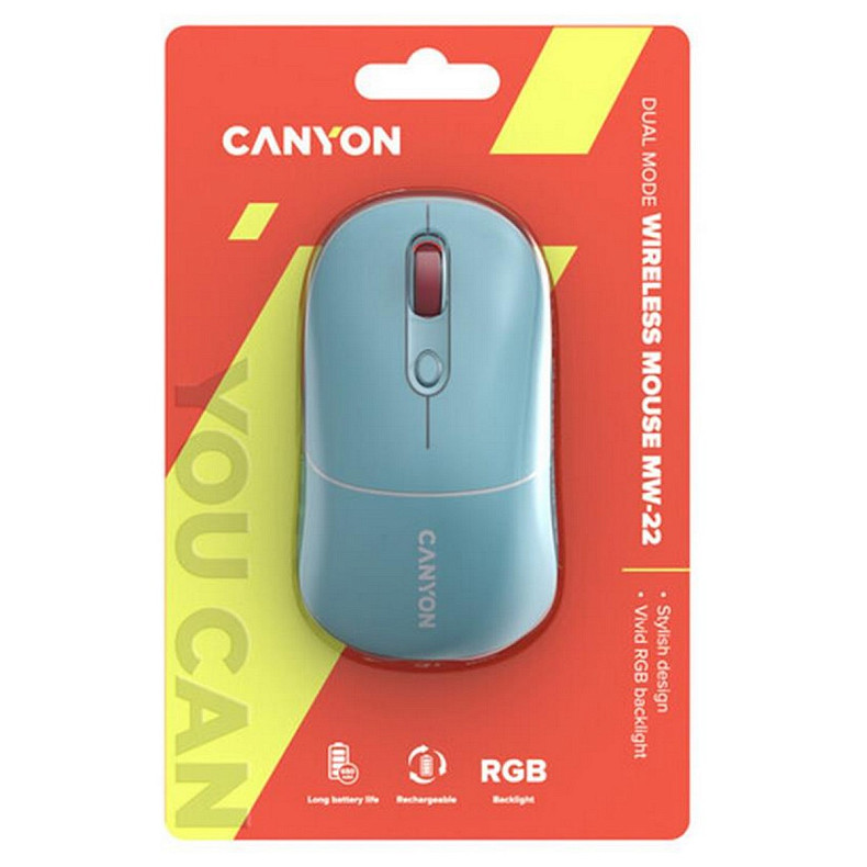 Мышь беспроводная Canyon MW-22 Dual Band RGB Wireless Dark Cyan (CNS-CMSW22DC)