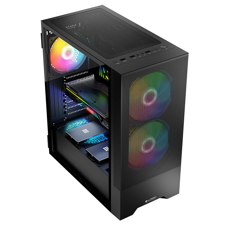 Корпус LogicConcept ARYA MESH+GLASS ARGB fans 2x140mm+1x120mm BLACK без БП ATX