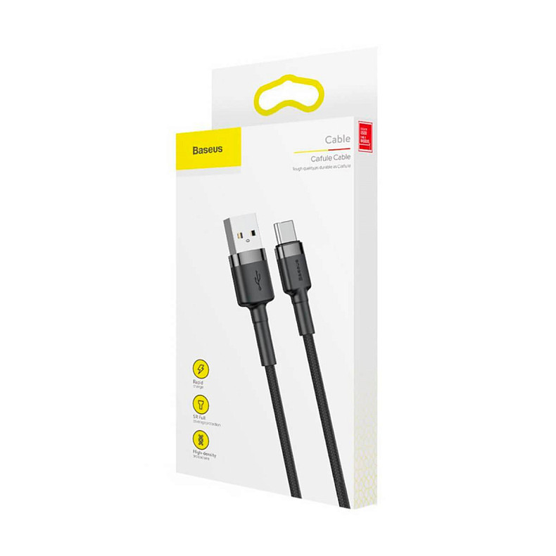 Кабель Baseus Cafule Cable USB for Type-C 3A 1M Gray/Black