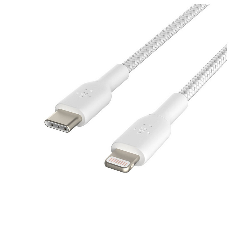 Кабель Belkin USB-С - Lightning, BRAIDED, 1m, white