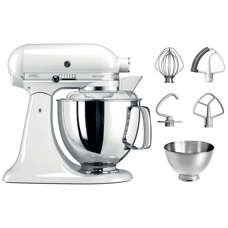 Кухонный комбайн KitchenAid Artisan 4,8 л 5KSM175PSEWH с откидным блоком белый